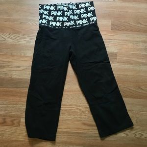 Pink Victoria’s Secret cropped fold over leggings